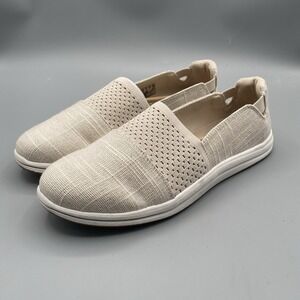Clarks Cloudsteppers Women's 9 Canvas Slip-Ons Breeze Vibe Natural New